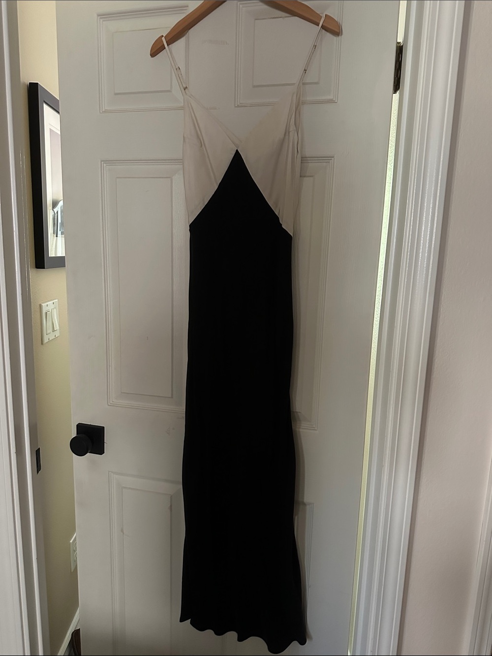 DISSH Two-Tone Black and Cream Maxi Slip Dress